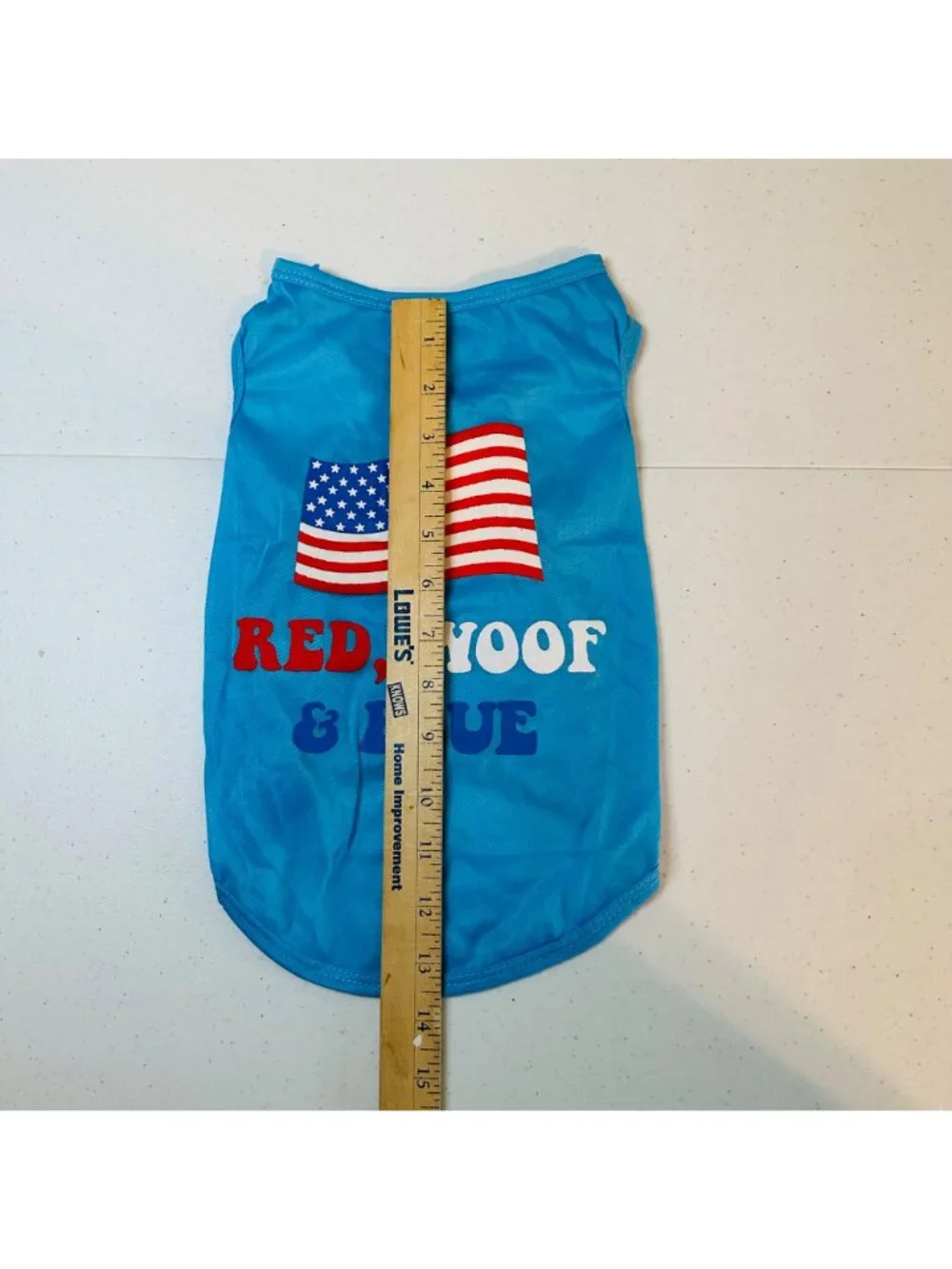 RED WOOF & BLUE American Flag small dog shirt Fourth of July Patriotic pet shirt